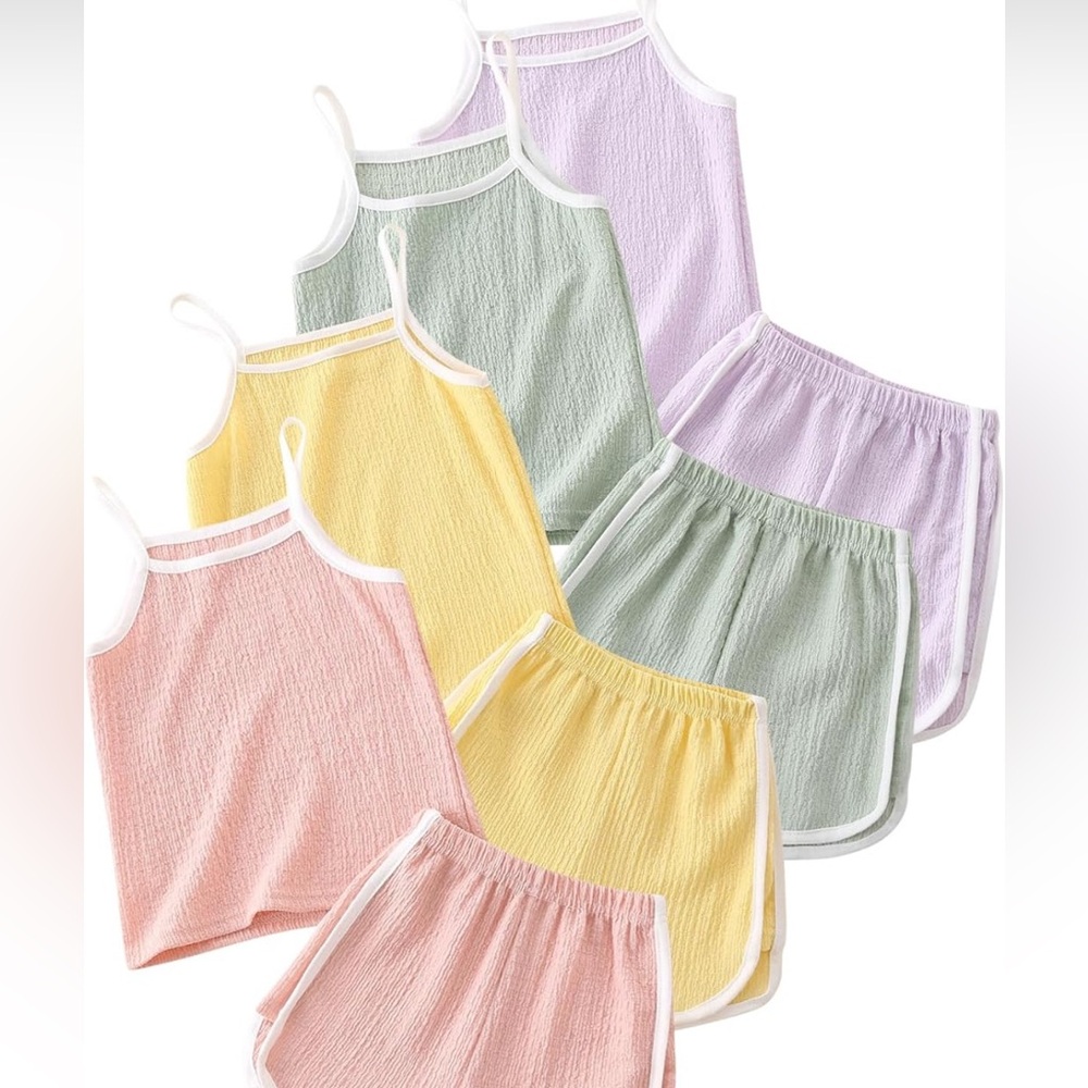 Jolyshlid with Amazon
matching set 4-pack tank top and shorts girls size 8